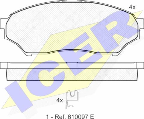 Icer 181443 - Kit de plaquettes de frein, frein à disque cwaw.fr