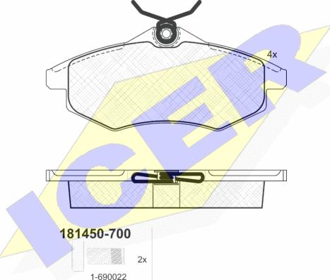 Icer 181450-700 - Kit de plaquettes de frein, frein à disque cwaw.fr