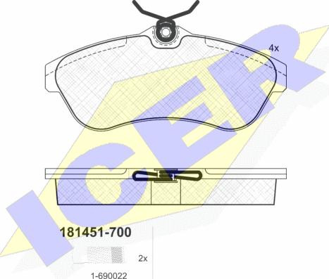 Icer 181451-700 - Kit de plaquettes de frein, frein à disque cwaw.fr