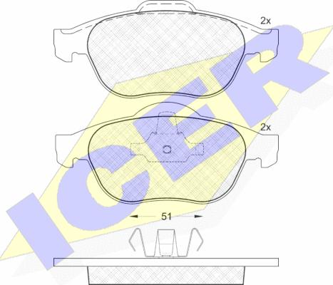 Icer 181432 - Kit de plaquettes de frein, frein à disque cwaw.fr