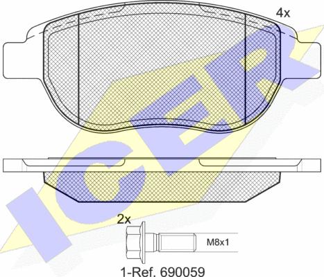 Icer 181429-400 - Kit de plaquettes de frein, frein à disque cwaw.fr