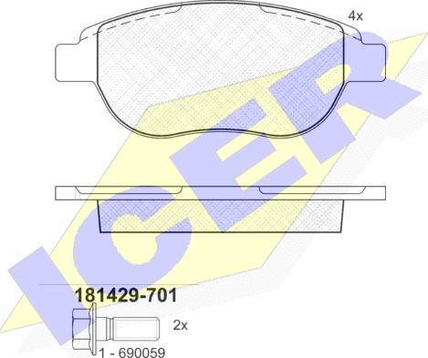 Icer 181429-701 - Kit de plaquettes de frein, frein à disque cwaw.fr