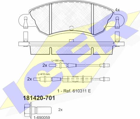 Icer 181420-701 - Kit de plaquettes de frein, frein à disque cwaw.fr