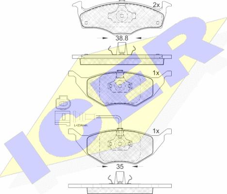 Icer 181594 - Kit de plaquettes de frein, frein à disque cwaw.fr