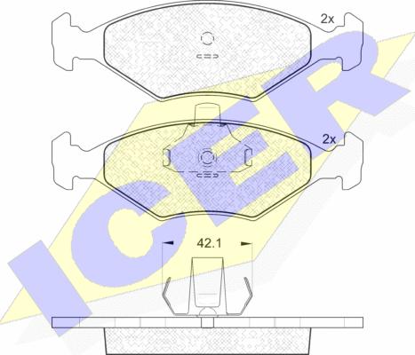 Icer 181596 - Kit de plaquettes de frein, frein à disque cwaw.fr