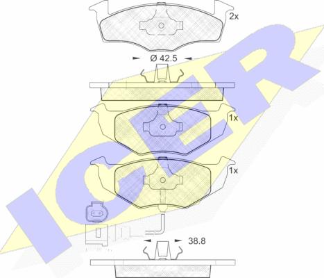 Icer 181590 - Kit de plaquettes de frein, frein à disque cwaw.fr