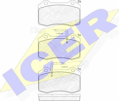 Icer 181598 - Kit de plaquettes de frein, frein à disque cwaw.fr