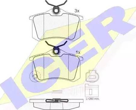 Icer 181593 - Kit de plaquettes de frein, frein à disque cwaw.fr