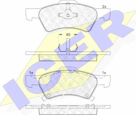 Icer 181544 - Kit de plaquettes de frein, frein à disque cwaw.fr