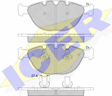 Icer 181547 - Kit de plaquettes de frein, frein à disque cwaw.fr