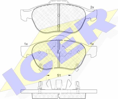 Icer 181556 - Kit de plaquettes de frein, frein à disque cwaw.fr