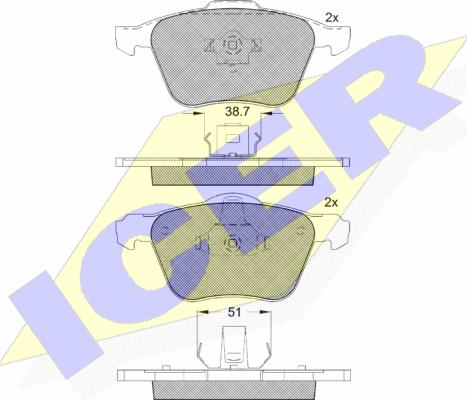 Icer 181551 - Kit de plaquettes de frein, frein à disque cwaw.fr