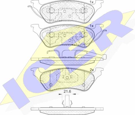 Icer 181564 - Kit de plaquettes de frein, frein à disque cwaw.fr