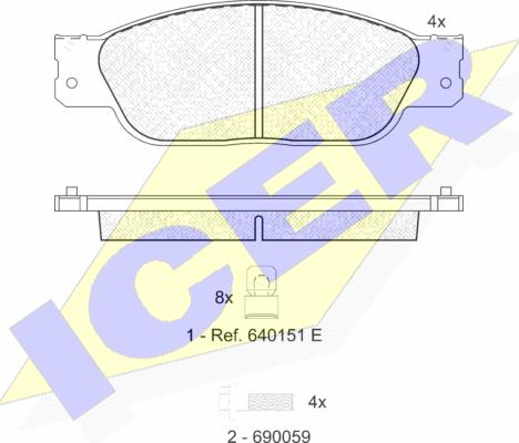 Icer 181561 - Kit de plaquettes de frein, frein à disque cwaw.fr