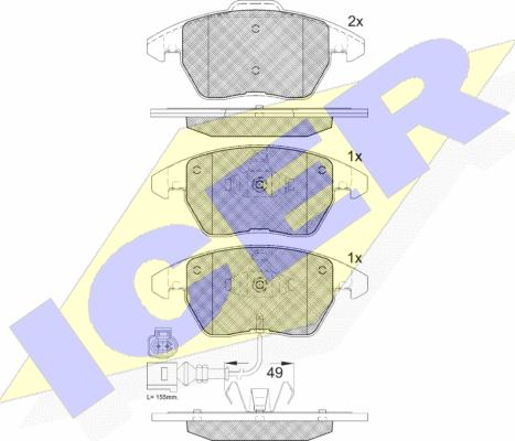 Icer 181567-208 - Kit de plaquettes de frein, frein à disque cwaw.fr