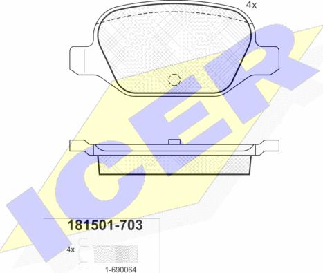 Icer 181501-703 - Kit de plaquettes de frein, frein à disque cwaw.fr