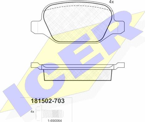 Icer 181502-703 - Kit de plaquettes de frein, frein à disque cwaw.fr