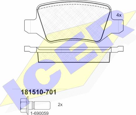 Icer 181510-701 - Kit de plaquettes de frein, frein à disque cwaw.fr