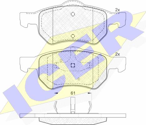 Icer 181586 - Kit de plaquettes de frein, frein à disque cwaw.fr