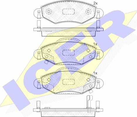 Icer 181587 - Kit de plaquettes de frein, frein à disque cwaw.fr