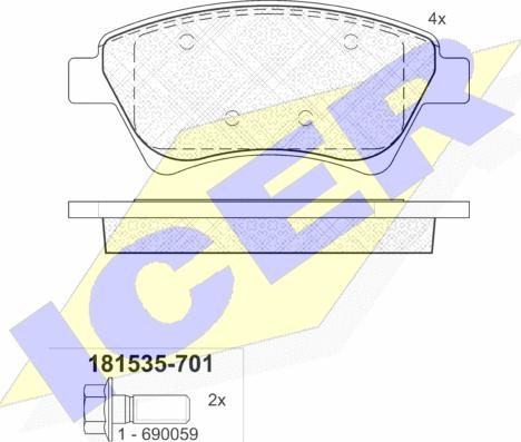 Icer 181535-701 - Kit de plaquettes de frein, frein à disque cwaw.fr