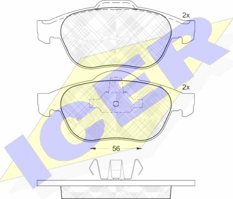 Icer 181533 - Kit de plaquettes de frein, frein à disque cwaw.fr