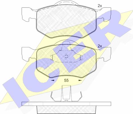 Icer 181532 - Kit de plaquettes de frein, frein à disque cwaw.fr