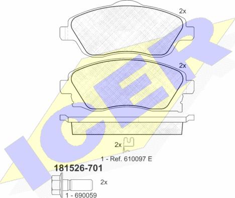 Icer 181526-701 - Kit de plaquettes de frein, frein à disque cwaw.fr