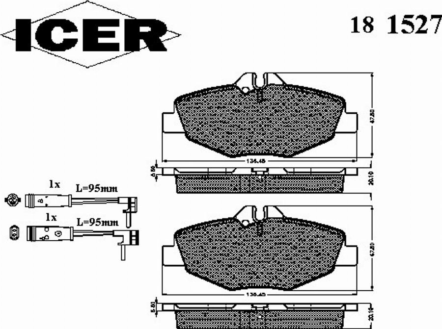 Icer 181527 - Kit de plaquettes de frein, frein à disque cwaw.fr