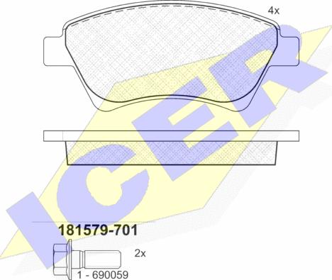 Icer 181579-701 - Kit de plaquettes de frein, frein à disque cwaw.fr