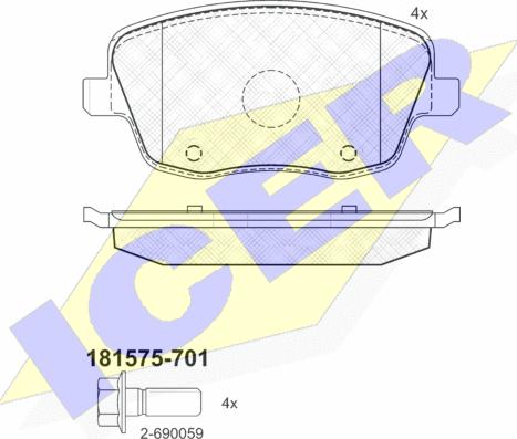 Icer 181575-701 - Kit de plaquettes de frein, frein à disque cwaw.fr