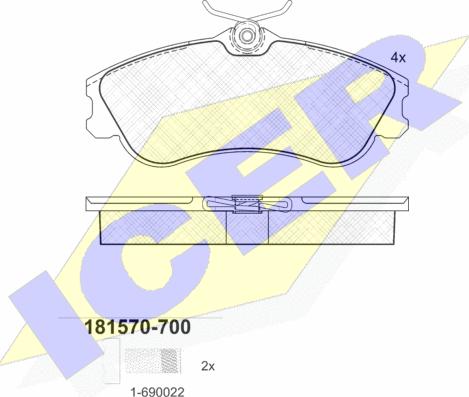 Icer 181570-700 - Kit de plaquettes de frein, frein à disque cwaw.fr