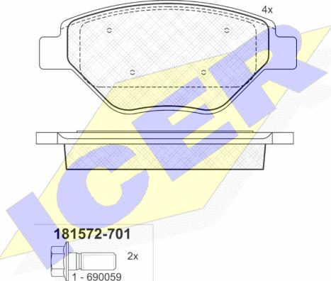 Icer 181572-701 - Kit de plaquettes de frein, frein à disque cwaw.fr