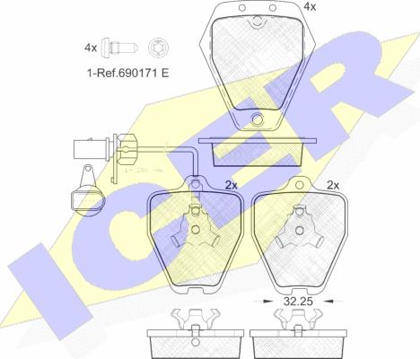 Icer 181694 - Kit de plaquettes de frein, frein à disque cwaw.fr