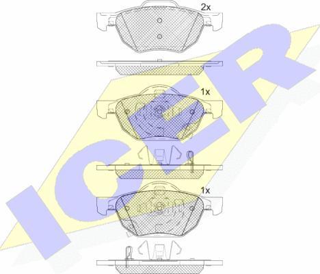 Icer 181695 - Kit de plaquettes de frein, frein à disque cwaw.fr