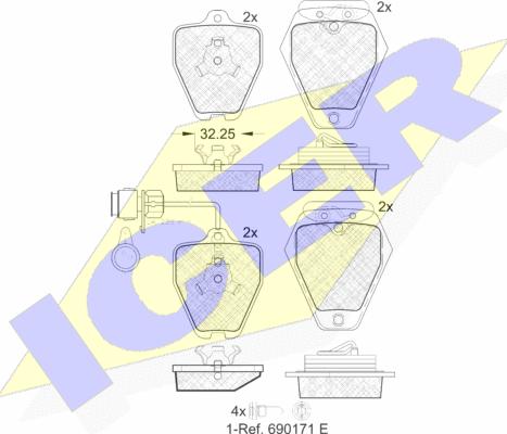 Icer 181691 - Kit de plaquettes de frein, frein à disque cwaw.fr