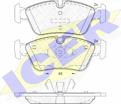 Icer 181698 - Kit de plaquettes de frein, frein à disque cwaw.fr