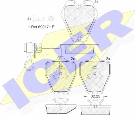 Icer 181693 - Kit de plaquettes de frein, frein à disque cwaw.fr