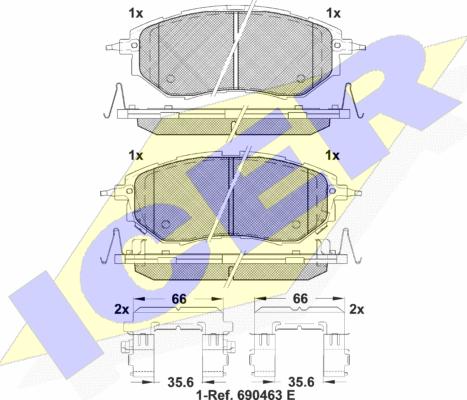 Icer 181697-066 - Kit de plaquettes de frein, frein à disque cwaw.fr