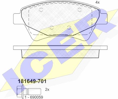 Icer 181649-701 - Kit de plaquettes de frein, frein à disque cwaw.fr