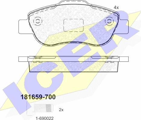 Icer 181659-700 - Kit de plaquettes de frein, frein à disque cwaw.fr