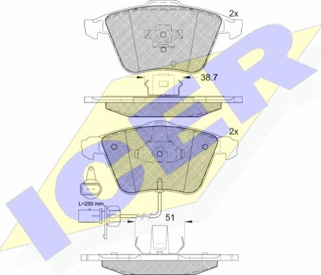 Icer 181654 - Kit de plaquettes de frein, frein à disque cwaw.fr