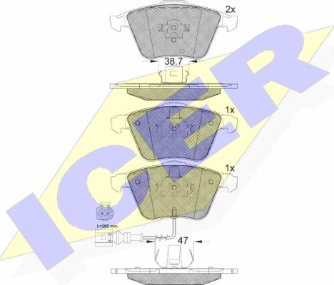 Icer 181653 - Kit de plaquettes de frein, frein à disque cwaw.fr