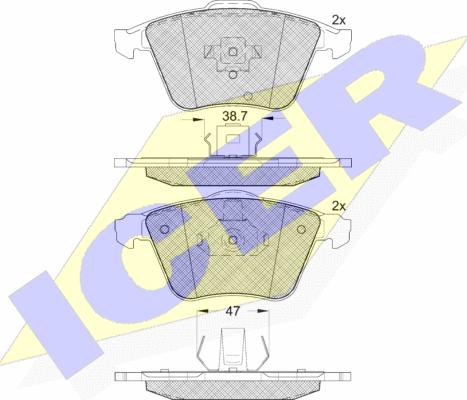 Icer 181652 - Kit de plaquettes de frein, frein à disque cwaw.fr