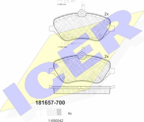 Icer 181657-700 - Kit de plaquettes de frein, frein à disque cwaw.fr