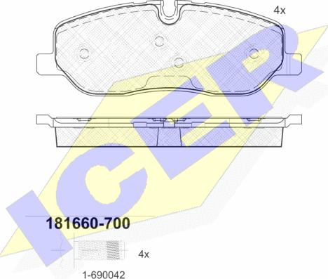 Icer 181660-700 - Kit de plaquettes de frein, frein à disque cwaw.fr