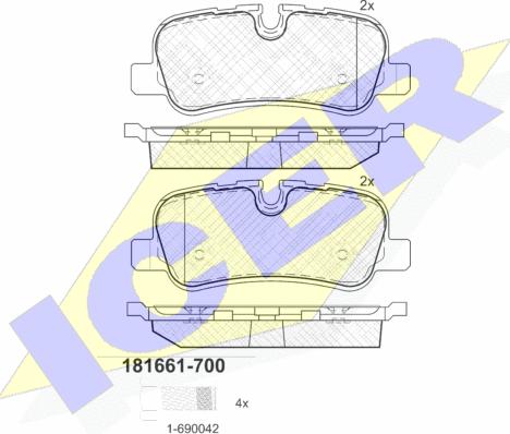 Icer 181661-700 - Kit de plaquettes de frein, frein à disque cwaw.fr