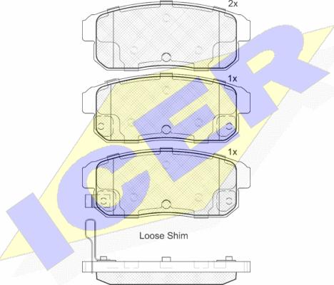 Icer 181668 - Kit de plaquettes de frein, frein à disque cwaw.fr