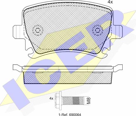 Icer 181600-703 - Kit de plaquettes de frein, frein à disque cwaw.fr