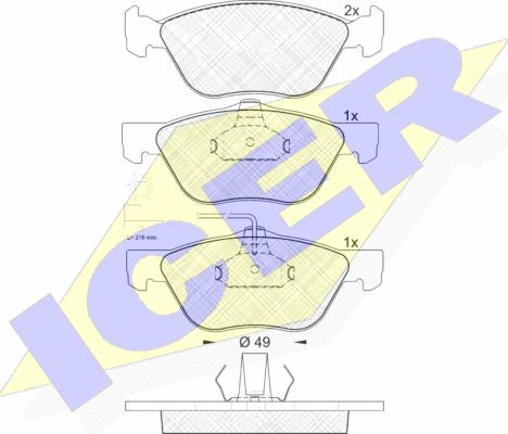 Icer 181601 - Kit de plaquettes de frein, frein à disque cwaw.fr